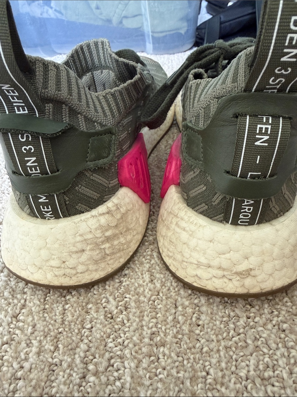 adidas Olive Green Knit Slip-On Sneakers with White Sole - Picture 4 of 4